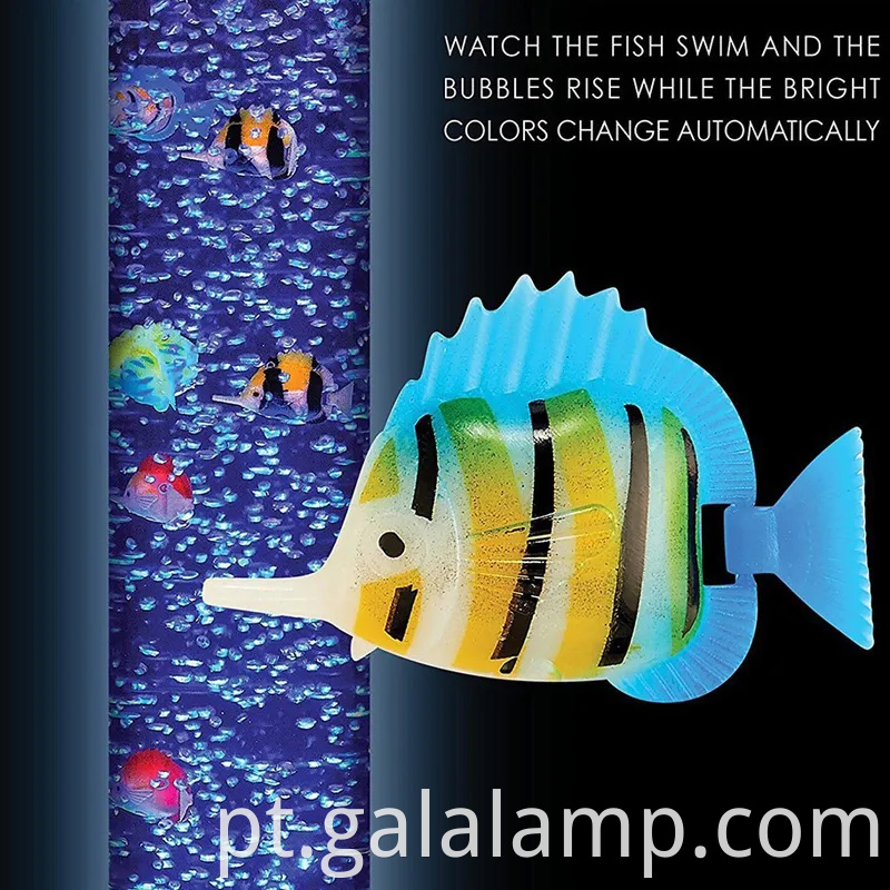 Aquário vibrante de bolha de fantasia LED com peixes coloridos e efeitos de luz